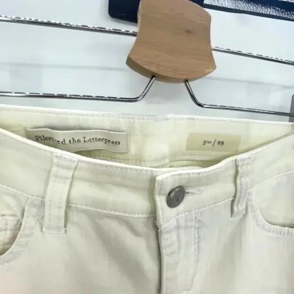 Anthropologie Jeans 29 Pilcro and Letterpress Stet Lace Up Ivory White - Picture 3 of 3